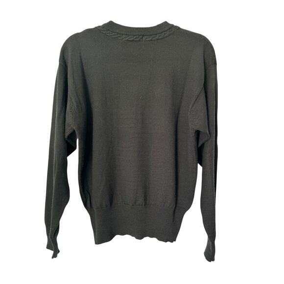 Rena Rowan for Saville Sweater Size M Black Lambswool Blend Long Sleeve Crewneck - Picture 5 of 10